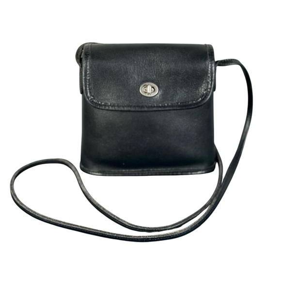 Coach Handbags - COACH Vintage #9049 Tango Flap Leather Crossbody Bag in black